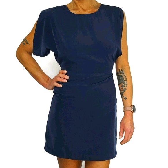 BCBGeneration Midi Shift Dress Size 2 Dark Navy Blue Open Back Mini - Picture 1 of 5